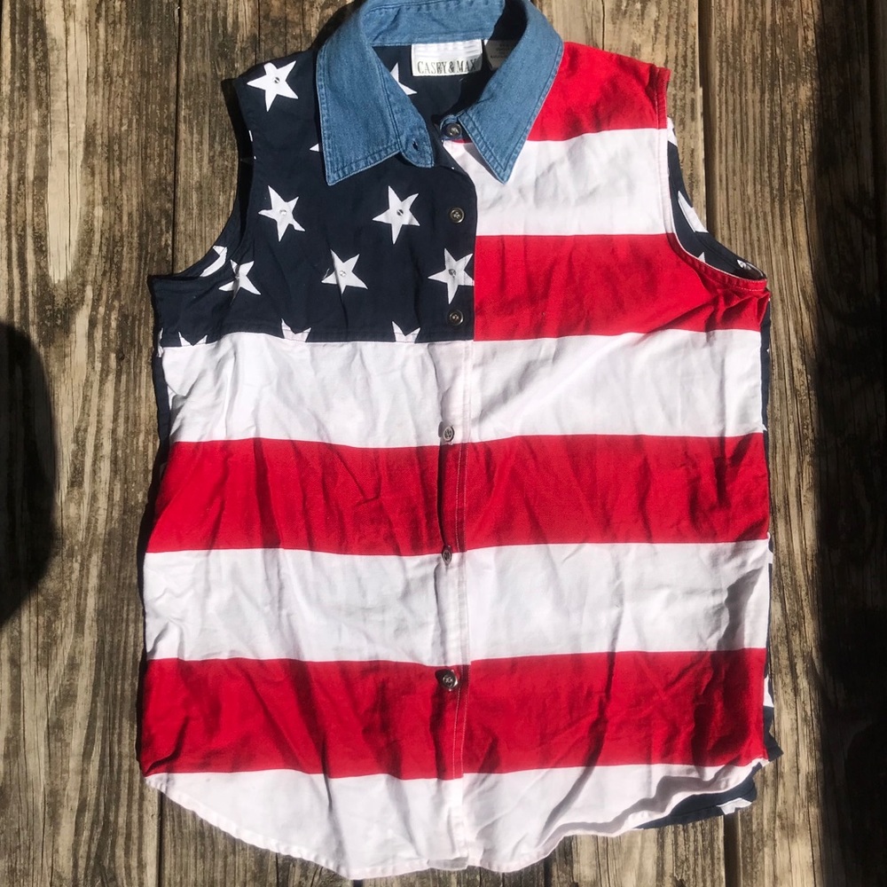 VINTAGE  Casey & max American flag button down